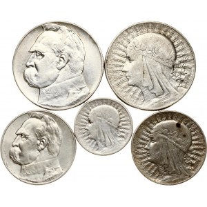 Polska 2 - 10 złotych 1932-1935 Partia 5 monet