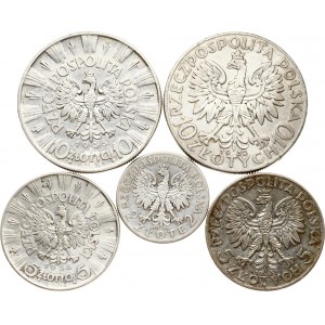 Polska 2 - 10 złotych 1932-1935 Partia 5 monet