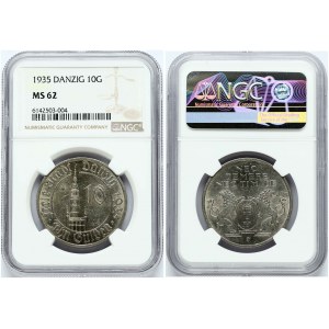 Danzig 10 guldenov 1935 NGC MS 62