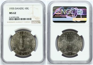 Dantzig 10 Gulden 1935 NGC MS 62