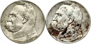 Poland 5 Zlotych 1935, 1936 Pilsudski Lot of 2 Coins