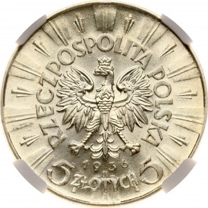 Polska 5 złotych 1936 Piłsudski NGC MS 62