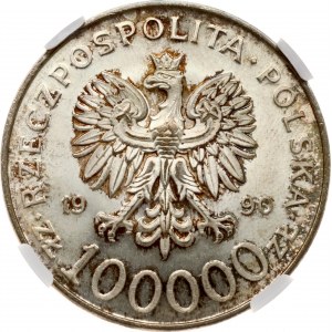 Poľsko 100 000 zlotých 1990 L Solidarnosc NGC MS 66