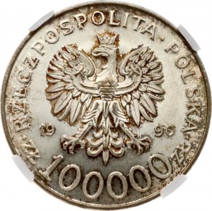 Polska 100 000 złotych 1990 L Solidarność NGC MS 66