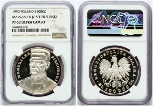 Polska 100 000 Złotych 1990 Piłsudski NGC PF 63 ULTRA CAMEO