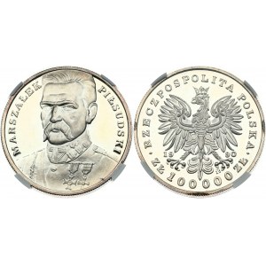 Polonia 100 000 Zlotych 1990 Pilsudski NGC PF 63 ULTRA CAMEO