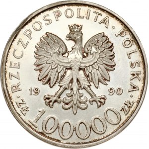 Poľsko 100 000 Zlotych 1990 L Solidarnosc