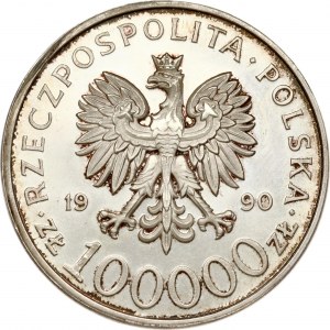 Polsko 100 000 Zlotých 1990 L Solidarnosc