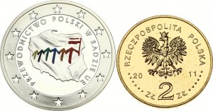 Polsko 2 a 10 zlotých 2011 MW předsednictví Evropské unie Sada 2 mincí