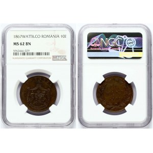 10 Bani 1867 NGC MS 62 BN