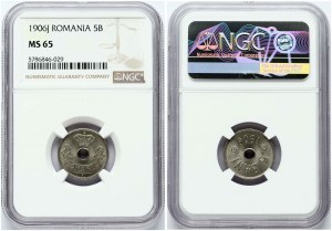 Romania 5 Bani 1906 J NGC MS 65