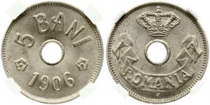 Romania 5 Bani 1906 J NGC MS 65