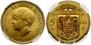 Rumunsko 5 Lei 1930 KN NGC MS 65 Iba 4 mince vo vyššom stupni