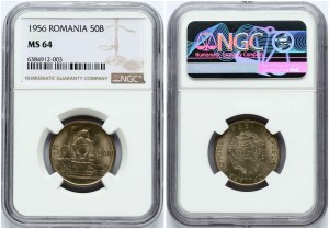 Romania 50 Bani 1956 NGC MS 64