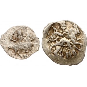 Rusko Kopeck ND (1547-1584) &amp; Denga ND (1584-1598) Lot of 2 coins