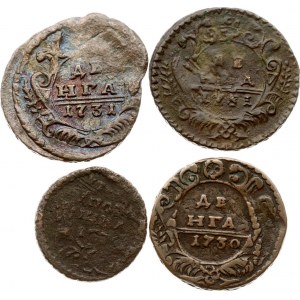 Russia Polushka e Denga 1730-1731 Lotto di 4 monete