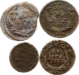Rosja Polushka i Denga 1730-1731 Zestaw 4 monet