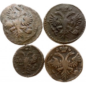 Russia Polushka & Denga 1730-1731 Lot of 4 coins