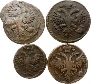 Russia Polushka & Denga 1730-1731 Lot of 4 coins