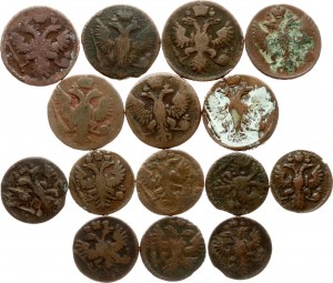 Russland Poluschka & Denga 1731-1754 Posten von 15 Münzen