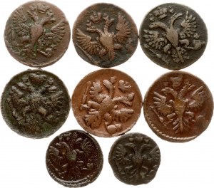Russia Polushka e Denga 1731-1749 Lotto di 8 monete