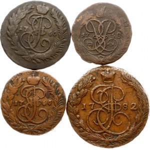 Rusko 2 a 5 kopějek 1758-1782 Sada 4 mincí