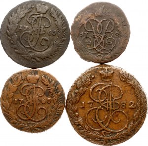 Russia 2 & 5 Kopecks 1758-1782 Lot of 4 coins