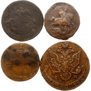Russland 2 &amp; 5 Kopeken 1758-1782 Lot von 4 Münzen