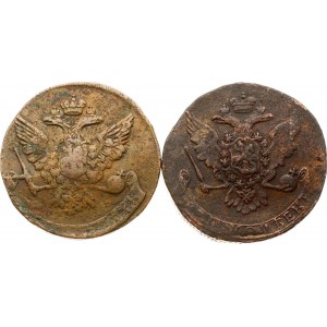 Rusko 5 kopějek 1758 a 1760 Sada 2 mincí