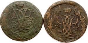 Rosja 5 kopiejek 1758 i 1761 Zestaw 2 monet