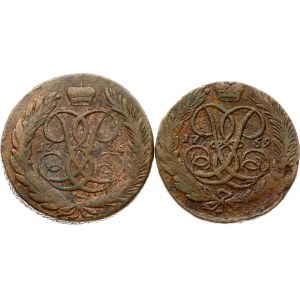 Rusko 5 kopejok 1758 a 1759 Sada 2 mincí