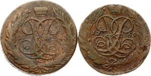 Rosja 5 kopiejek 1758 i 1759 Zestaw 2 monet