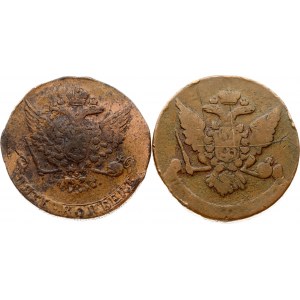 Russia 5 copechi 1758 e 1761/0 Lotto di 2 monete