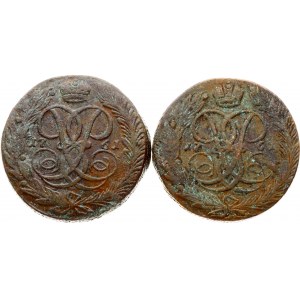 Rusko 5 kopejok 1761 Sada 2 mincí