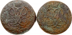 Russia 5 Kopecks 1761 Lot of 2 coins