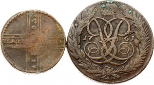 Rosja 5 kopiejek 1730? МД & 1761 Partia 2 monet