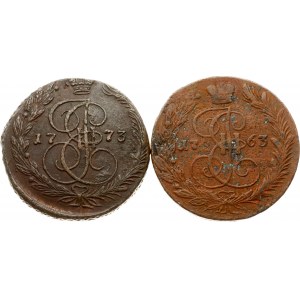 Russia 5 Kopecks 1763 ЕМ & 1773 EM Lot of 2 coins