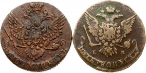 Rosja 5 kopiejek 1765 ЕМ i 1788 EM Partia 2 monet