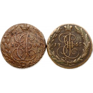 Rusko 5 kopejok 1765 ЕМ &amp; 1788 EM Lot of 2 coins