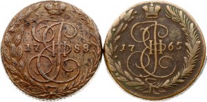 Russia 5 Kopecks 1765 ЕМ & 1788 EM Lot of 2 coins