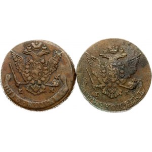 Rusko 5 kopejok 1766 ЕМ &amp; 1776 EM Lot of 2 coins