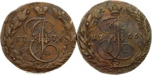 Russia 5 Kopecks 1766 ЕМ & 1776 EM Lot of 2 coins