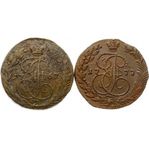 Rusko 5 kopějek 1767 ЕМ &amp; 1777 EM Sada 2 mincí