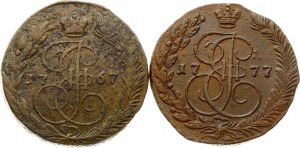 Rusko 5 kopějek 1767 ЕМ & 1777 EM Sada 2 mincí