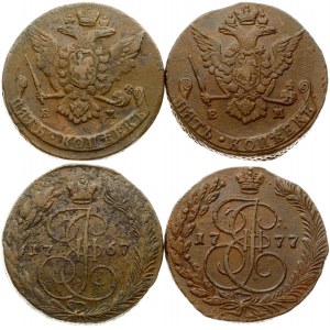 Russie 5 Kopecks 1767 ЕМ &amp; 1777 EM Lot de 2 pièces