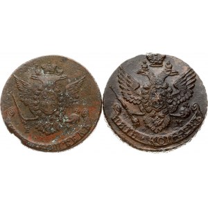 Russland 5 Kopeken 1768 ЕМ &amp; 1788 EM Los von 2 Münzen