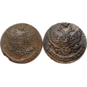 Rusko 5 kopejok 1768 ЕМ &amp; 1788 EM Lot of 2 coins