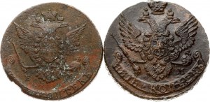 Rosja 5 kopiejek 1768 ЕМ i 1788 EM Partia 2 monet