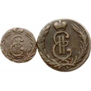 Syberyjska Poluszka 1768 КМ &amp; Kopeck 1771 КМ Zestaw 2 monet