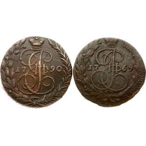 Russia 5 Kopecks 1769 ЕМ & 1790 EM Lot of 2 coins
